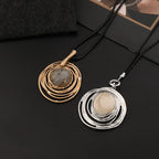 Tri-Color Circle Pendant with Metal Beads and Charms on Chain 18" with ext Necklace - CIVIBUY