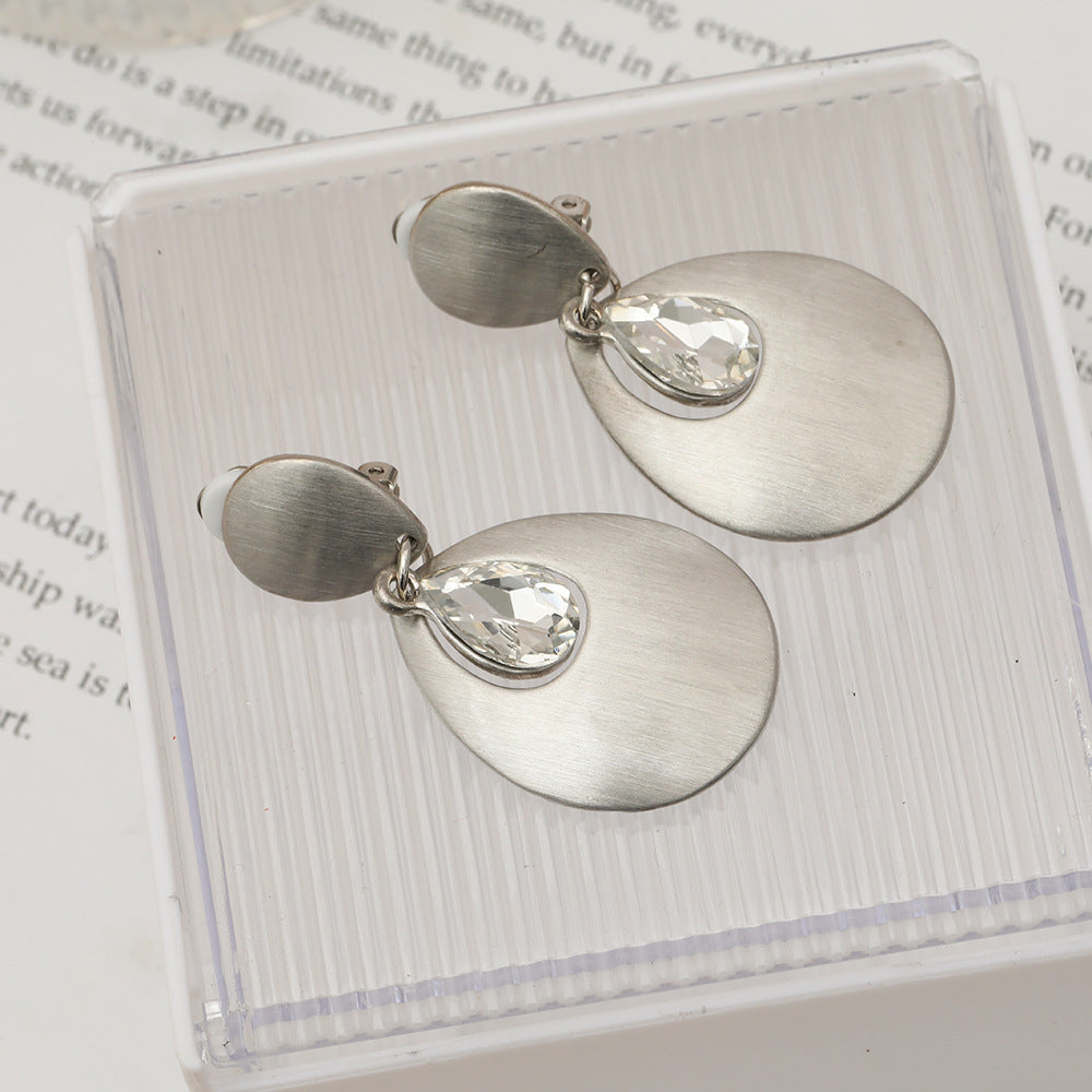 Matte Gold Vintage Clip Drop Earrings for Women Gift for Mom - CIVIBUY