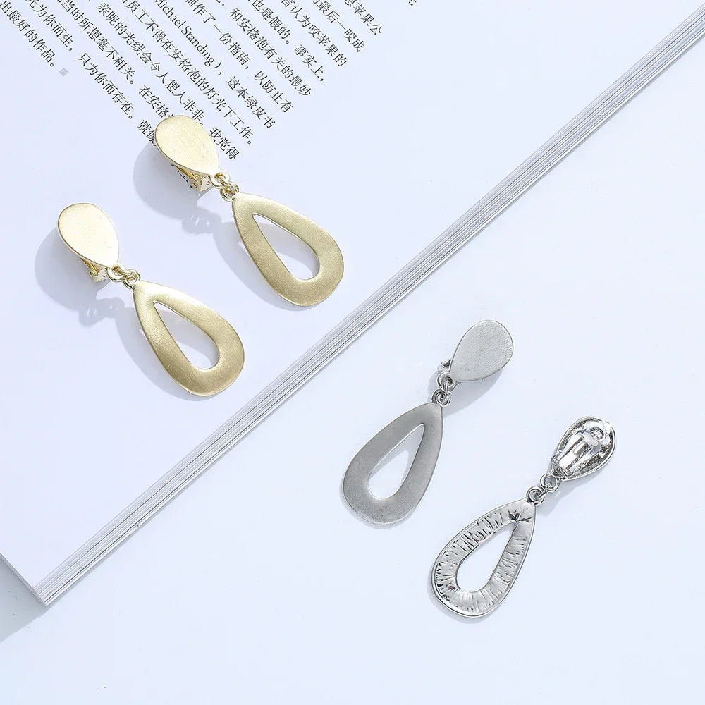 Stainless steel 18k gold plated hoops with rectangle earrings for her - CIVIBUY