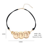 Trendy Multi Circles Pendant Chokers Leather Necklace for Women - Design Jewelry 60cm - CIVIBUY
