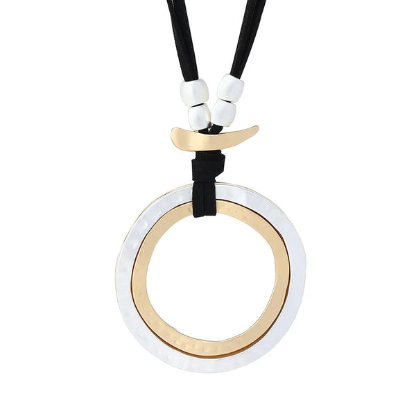 Lange 32-inch Double Circle Link ketting Rhodium op Sterling Zilver