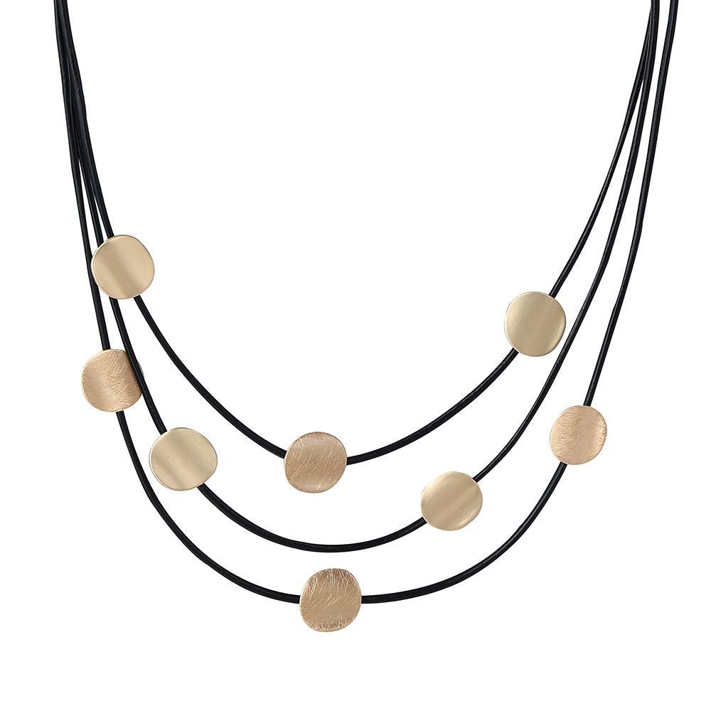 Gold Layer Necklace for Women Collar Necklace Disc Minimalist Necklace - CIVIBUY