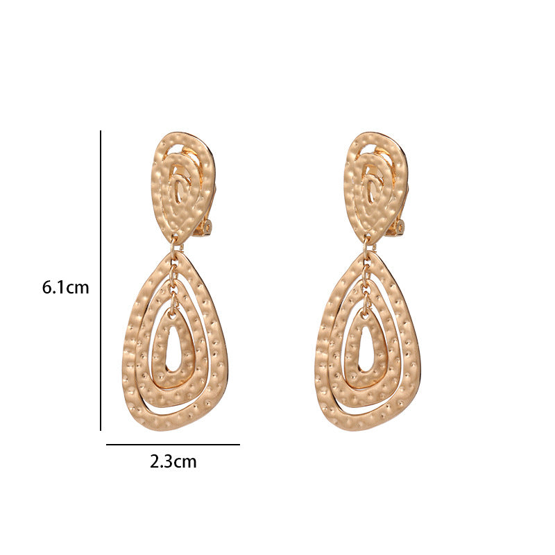 Gold and Wave Drop Earrings - CIVIBUY