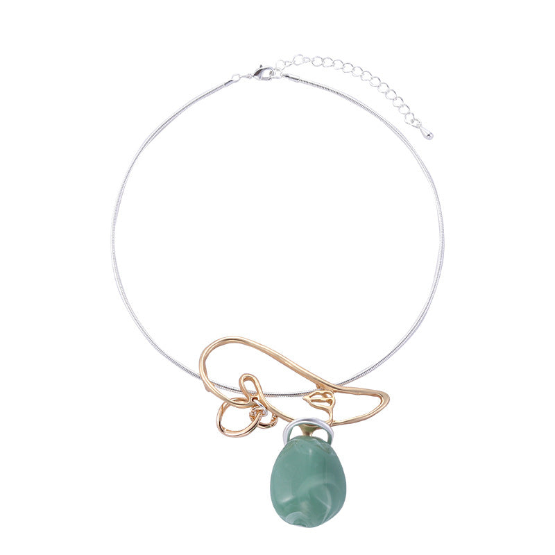 Green Scarab Beetle Moonstone Natural Green Aventurine Chain Necklace - CIVIBUY