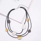 Women’s Gold Layered Collar Necklace with Minimalist Disc Design - CIVIBUY