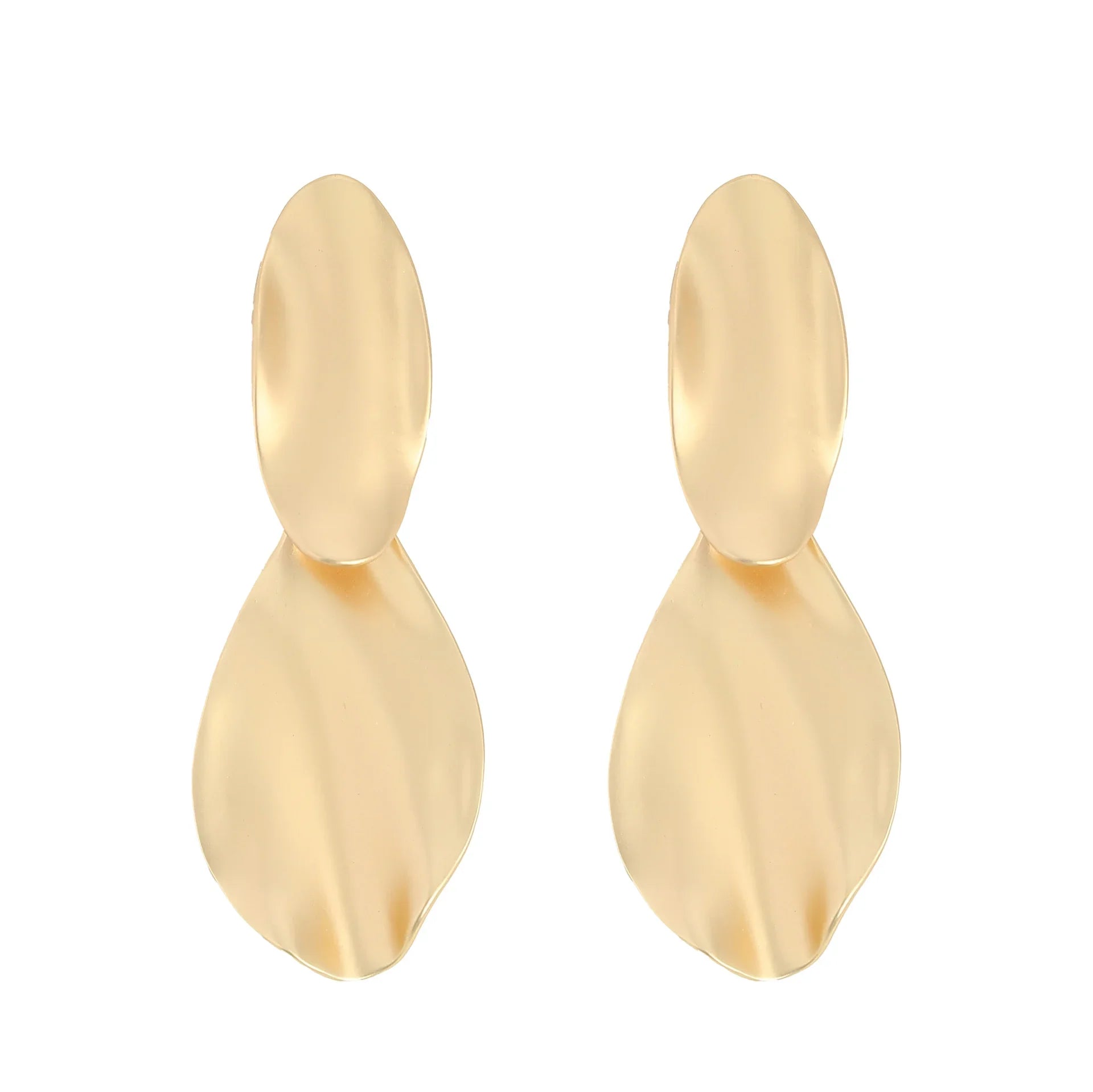 Matte Gold Silver Large Clip On Earrings for Women Statement Earrings - CIVIBUY