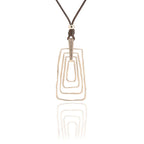 Necklaces for women Large geometric square silver necklace pendant 21inch - CIVIBUY