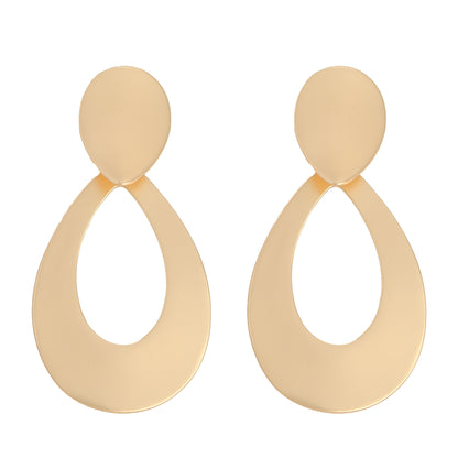 Gold Geometric Harmmered Clip On Earrings for Women Long Tear Drop Clip - CIVIBUY