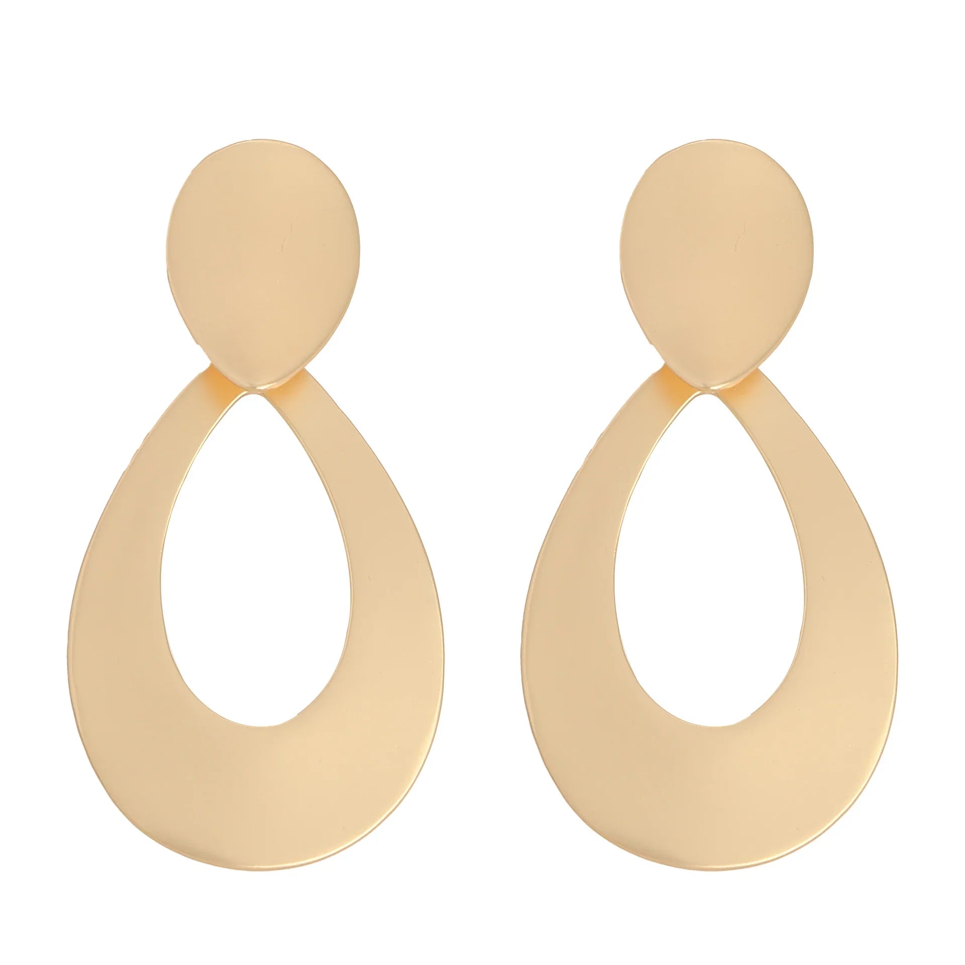 Gold Geometric Harmmered Clip On Earrings for Women Long Tear Drop Clip - CIVIBUY