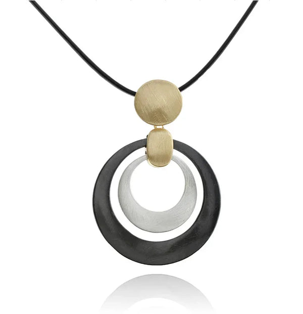 Lange 32-inch Double Circle Link ketting Rhodium op Sterling Zilver