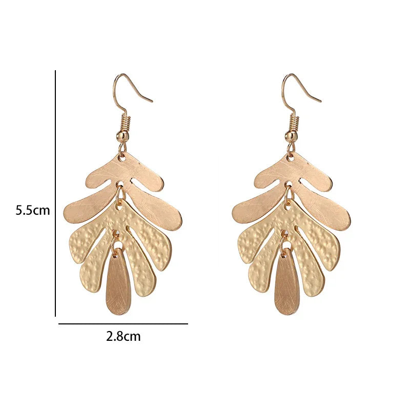 Fish Cast Resin Leaf Leaves Drop Dangle Dagling Hook Earrings - CIVIBUY