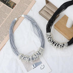 Multilayer Leather Rope Chokers Necklace Elegant Fashion - CIVIBUY