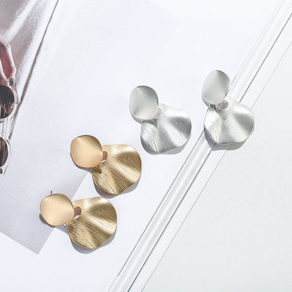 Matte Gold Dangle Earrings for Women Big Drop Earrings - CIVIBUY