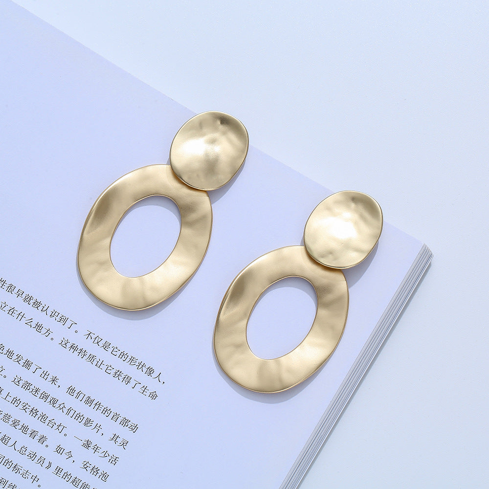 Matte Gold Dangle Earrings for Women Big Drop Earrings for Women - CIVIBUY