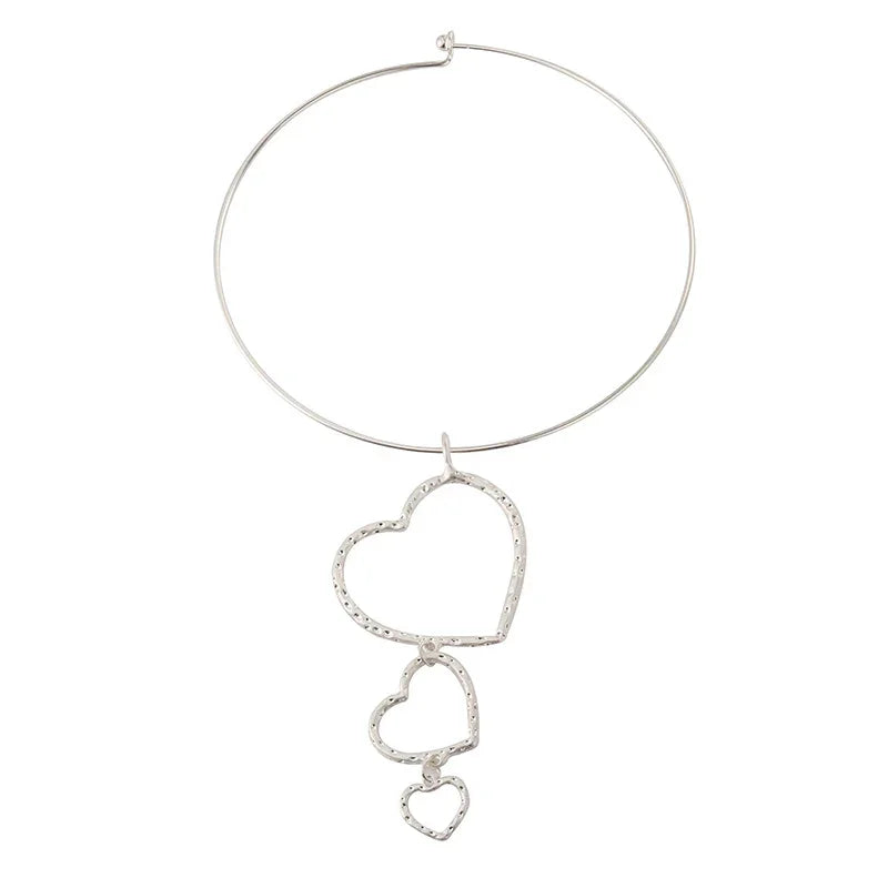 Silver Color Hollow Out Hearts Pendant Necklace for Women Neck Chain Chokers Sweater Collares Jewelry Accessories - CIVIBUY
