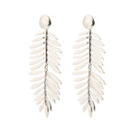 Large Silver Statement Earrings Silver Fern Earrings for Women - CIVIBUY