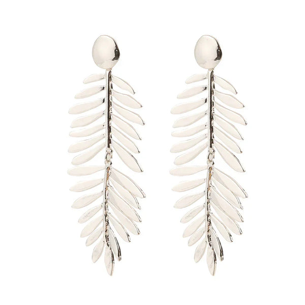 Large Silver Statement Earrings Silver Fern Earrings for Women