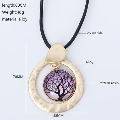 Rainbow Aura Quartz Tree of Life Pendant Necklace Reiki Healing Silver Necklace - CIVIBUY