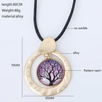 Rainbow Aura Quartz Tree of Life Pendant Necklace Reiki Healing Silver Necklace - CIVIBUY