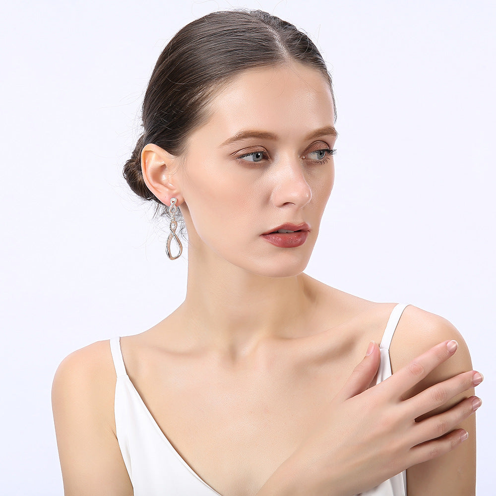 Fashion Letter Twist Geometric Earrings - Classic Irregular Eight Shape Jewelry for Women - CIVIBUY