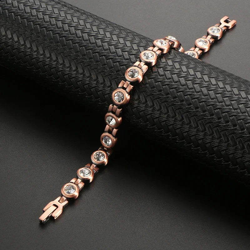 Sparkly Effective Women Magnetic zircon Copper Bracelets for Arthritis pains - CIVIBUY