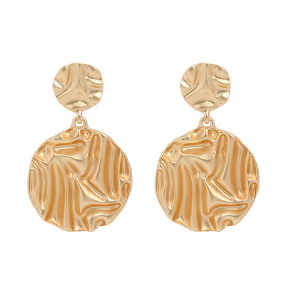 Gold Harmmered Round Earrings for Women - CIVIBUY