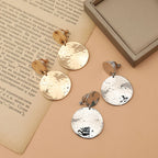 Gold Clip-On Earrings for Non-Pierced Ears - Large Round Hammered Geometric Water Drop Dangle Earrings for Women - CIVIBUY