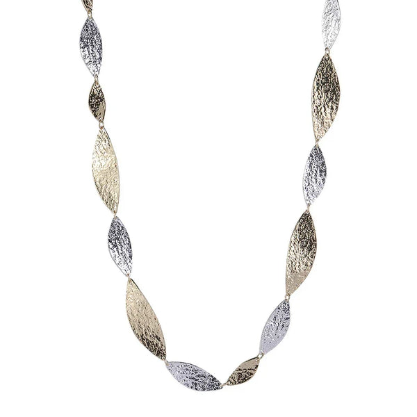 Lange 32-inch Double Circle Link ketting Rhodium op Sterling Zilver