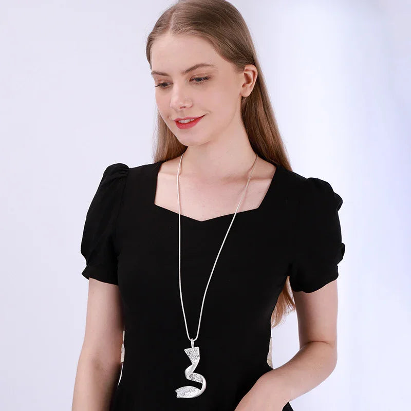NEW MODERN STERLING SILVER TWISTED PENDANT NECKLACE - CIVIBUY