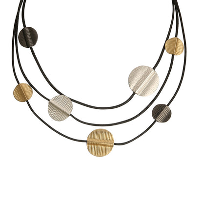 Women’s Gold Layered Collar Necklace with Minimalist Disc Design - CIVIBUY