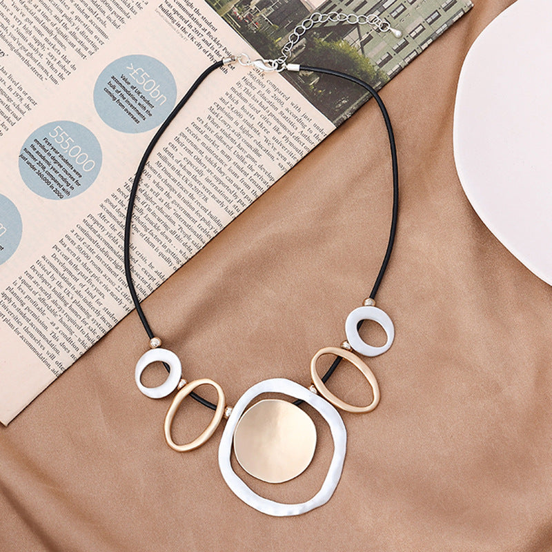 Circle Ring Charm Rope Necklace - CIVIBUY
