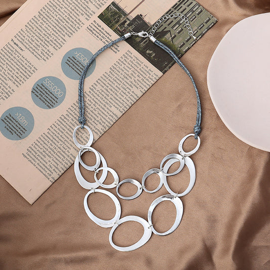 Sterling Silver Double Strand Circles Necklace - 17” Length by Silver Standard Jewelry - CIVIBUY