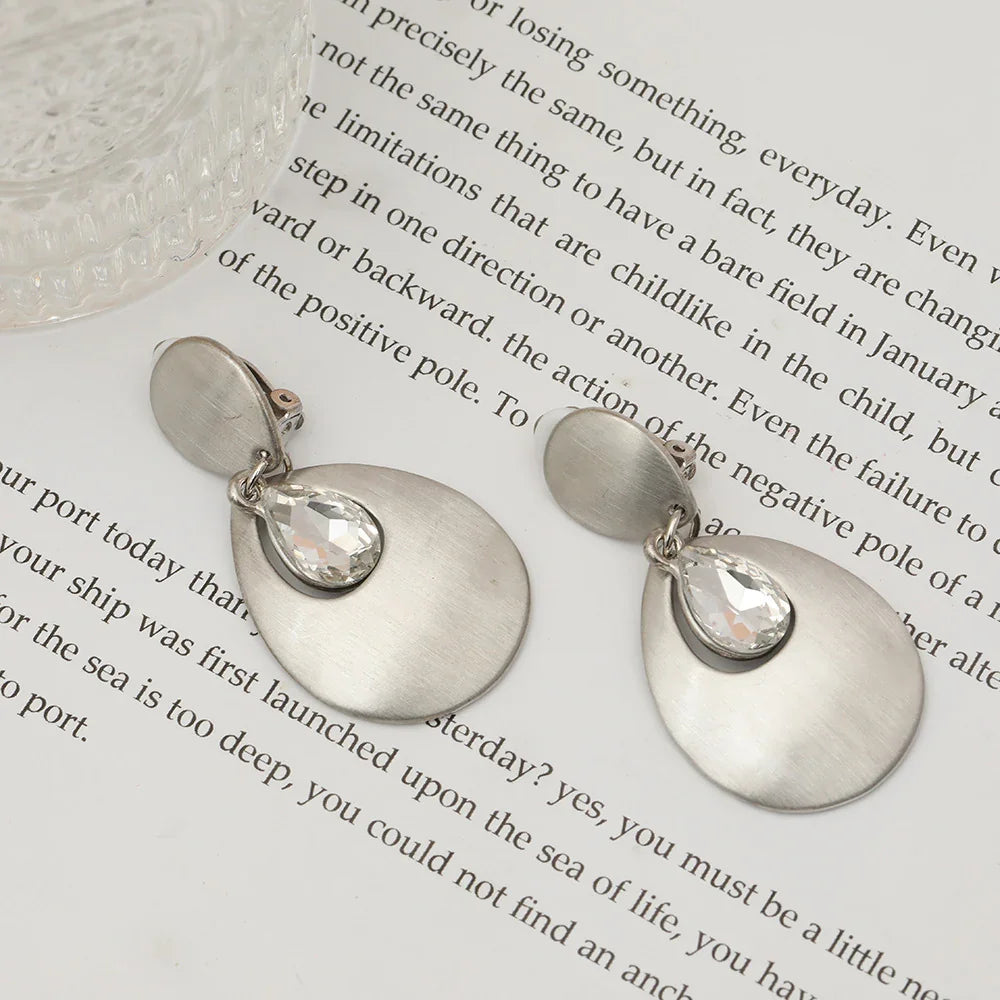 Matte Gold Vintage Clip Drop Earrings for Women Gift for Mom - CIVIBUY