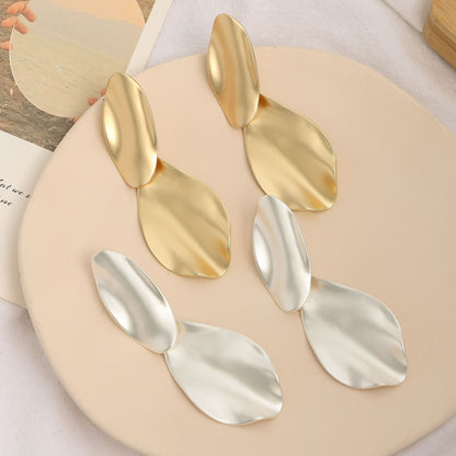Matte Gold Silver Large Clip On Earrings for Women Statement Earrings - CIVIBUY