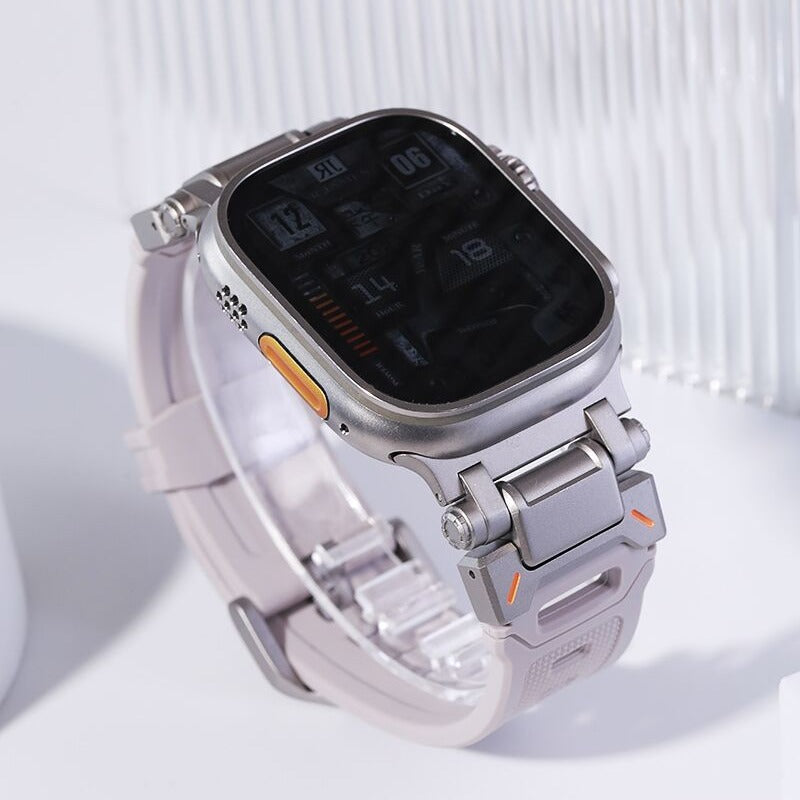 Apple Watch Ultra 2 Silicone Strap and Stainless Steel Buckle Designed for iPhone Watch【Black】 - CIVIBUY