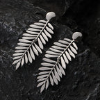 Large Silver Statement Earrings Silver Fern Earrings for Women - CIVIBUY