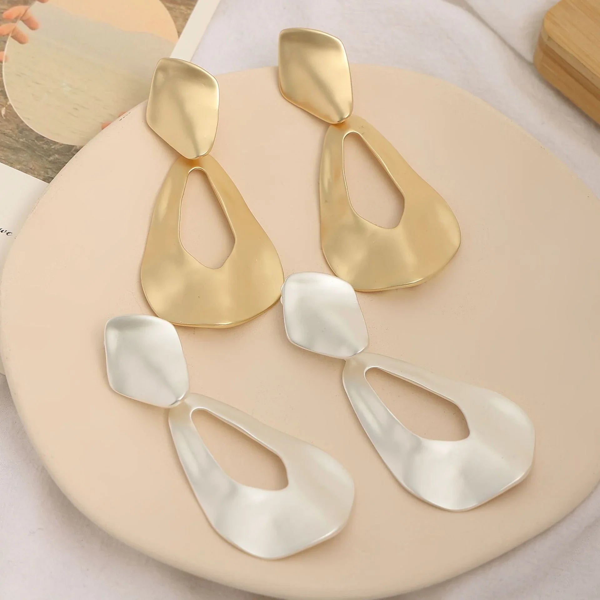 Gold Harmmered Clip On Earrings for Women - CIVIBUY