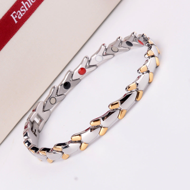 Stainless Steel Magnetic Therapy Bracelet Health Care Gift for Womens 5D2H-B - CIVIBUY