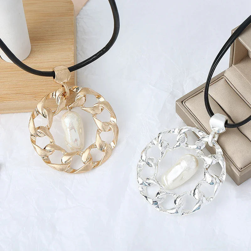 Gold Necklace for Women Collar Necklace Disc Minimalist Necklace - CIVIBUY