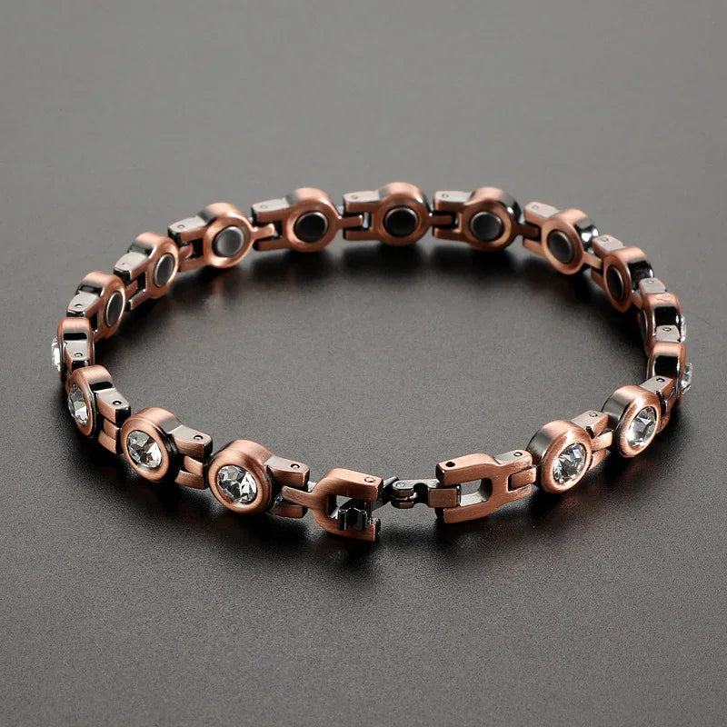 Sparkly Effective Women Magnetic zircon Copper Bracelets for Arthritis pains - CIVIBUY