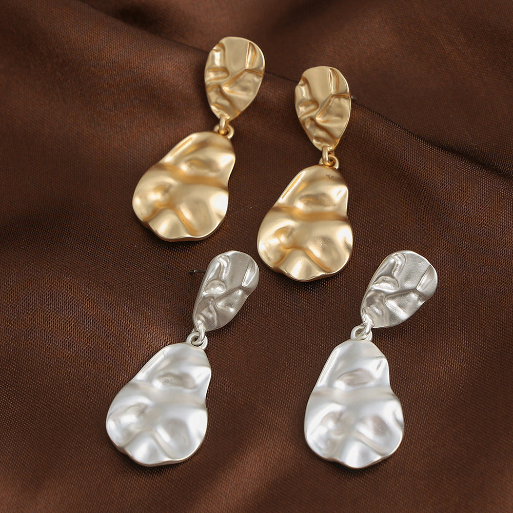 Gold Plated Molten Irregular Freshwater Drop Earrings - CIVIBUY