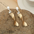 Long Textured Yellow Brass Modern Cutout Dagger Dangle and Drop Earrings - CIVIBUY