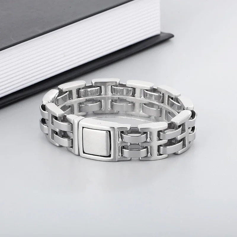 Cuba stainless steel heavy bracelet for men biker style bracelet D4-C - CIVIBUY