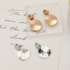 Gold Clip-On Earrings for Non-Pierced Ears - Large Round Hammered Geometric Water Drop Dangle Earrings for Women - CIVIBUY