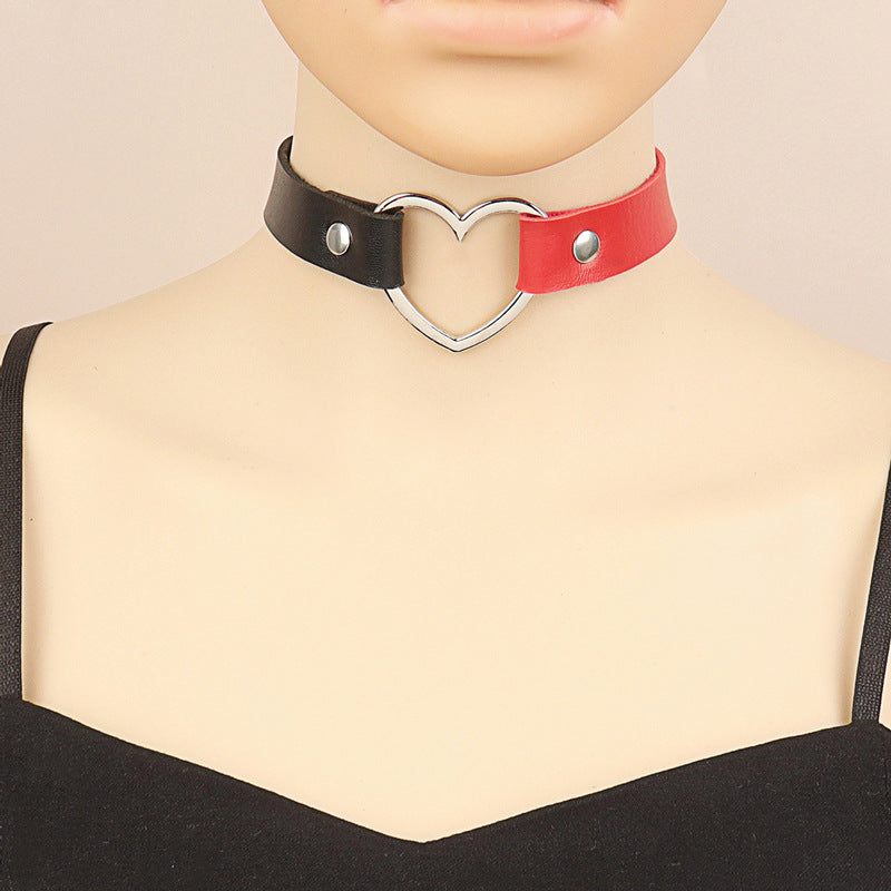 PU Leather Gothic Punk Choker Necklace with Heart Shape Necklace【4Pack】 - CIVIBUY
