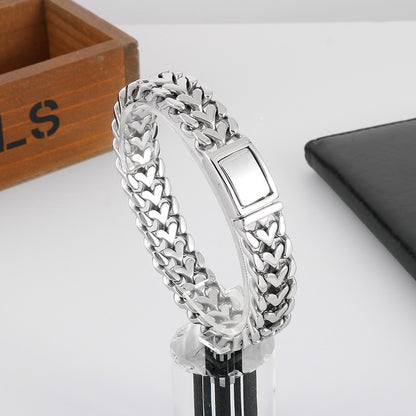 Stainless Steel 16MM Link Chain Heart Shape Wristband Men's Bracelets - CIVIBUY