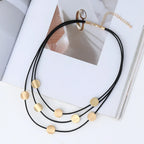 Gold Layer Necklace for Women Collar Necklace Disc Minimalist Necklace - CIVIBUY