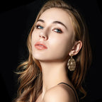 Gold Tone Organic Oval Drop Earrings - CIVIBUY