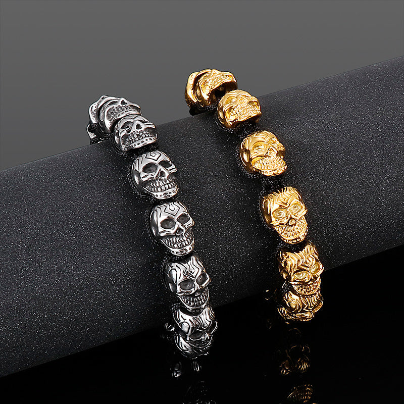 Unisex Skull Linked Chain Bracelet - Perfect Skull Jewelry Gift for Men and Women - CIVIBUY