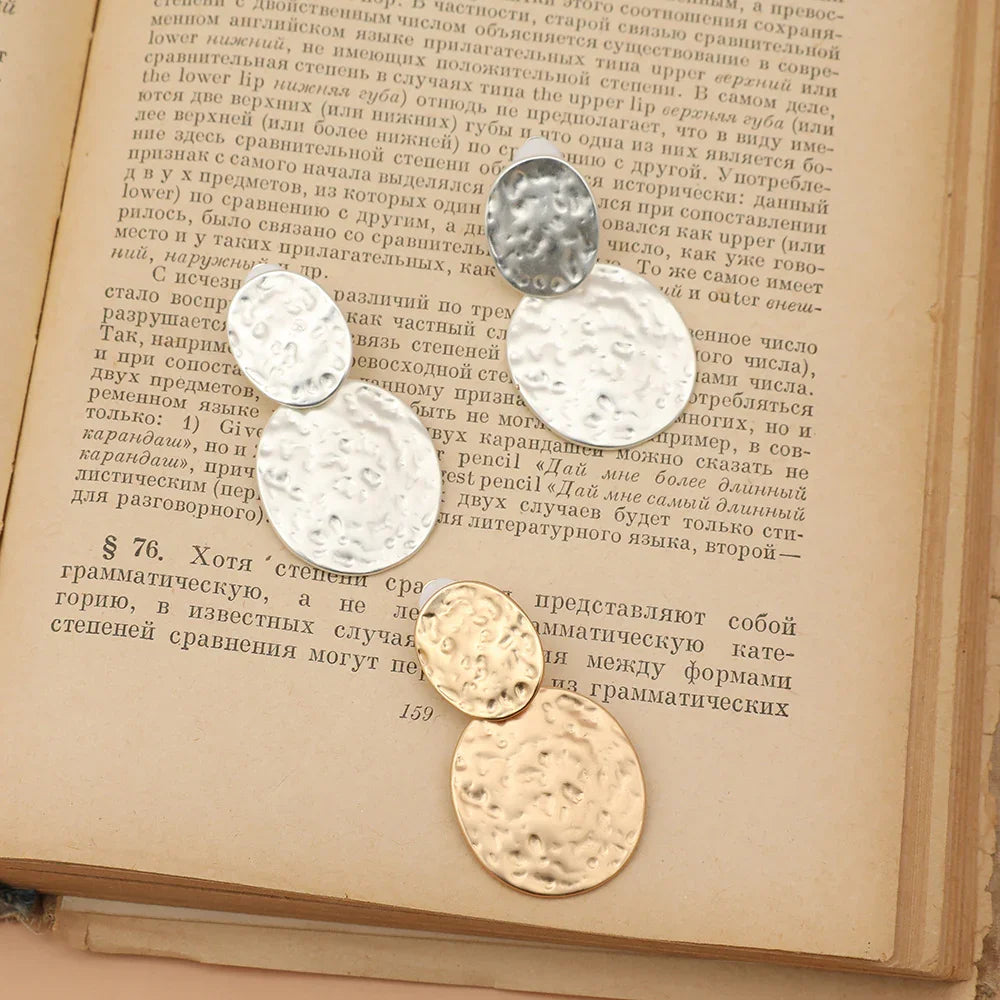 Double Disk Textured Earrings - CIVIBUY